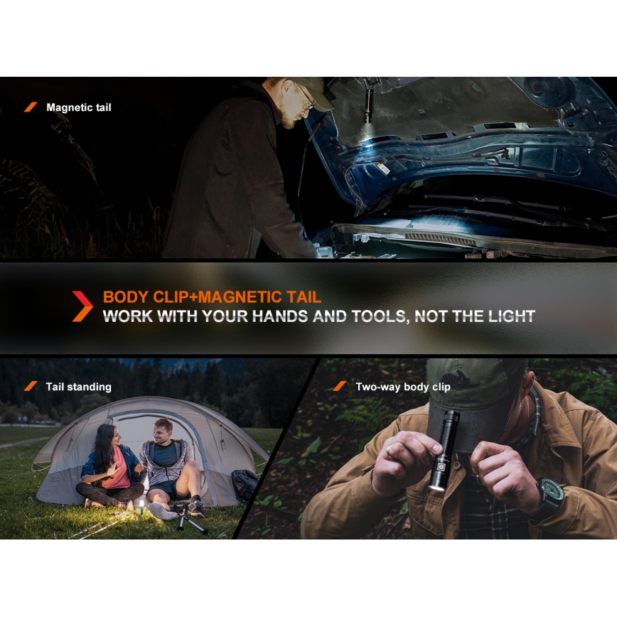 Fenix E28RV20 - LED Dimbaar oplaadbaar zaklamp LED/USB/2xCR123A IP68 1700 glanzend 260 h 3400 mAh