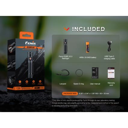 Fenix E28RV20 - LED Dimbaar oplaadbaar zaklamp LED/USB/2xCR123A IP68 1700 glanzend 260 h 3400 mAh