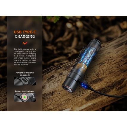 Fenix E35RSETAODS - Lampe torche à intensité variable rechargeable LED/USB IP68 3100 lm 69 h 5000 mAh + diffuseur 26,5mm