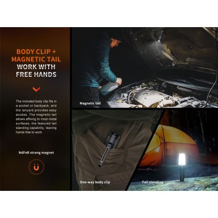 Fenix E35RSETAODS - Lampe torche à intensité variable rechargeable LED/USB IP68 3100 lm 69 h 5000 mAh + diffuseur 26,5mm