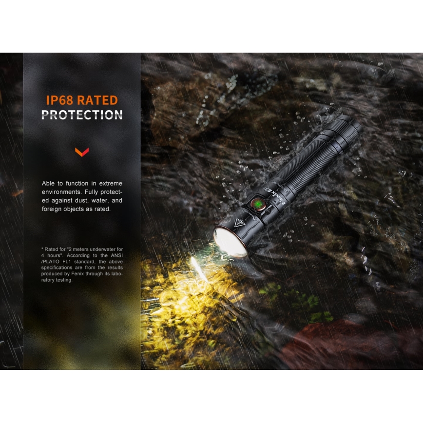 Fenix E35RSETAODS - Lampe torche à intensité variable rechargeable LED/USB IP68 3100 lm 69 h 5000 mAh + diffuseur 26,5mm