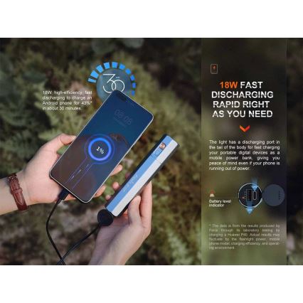 Fenix ECPBLCK - Lampe torche rechargeable avec batterie portative USB IP68 1600 brillant 504 h 5000 mAh noir