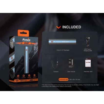 Fenix ECPBLUE - Lampe torche rechargeable avec batterie portative USB IP68 1600 brillant 504 h 5000 mAh bleu
