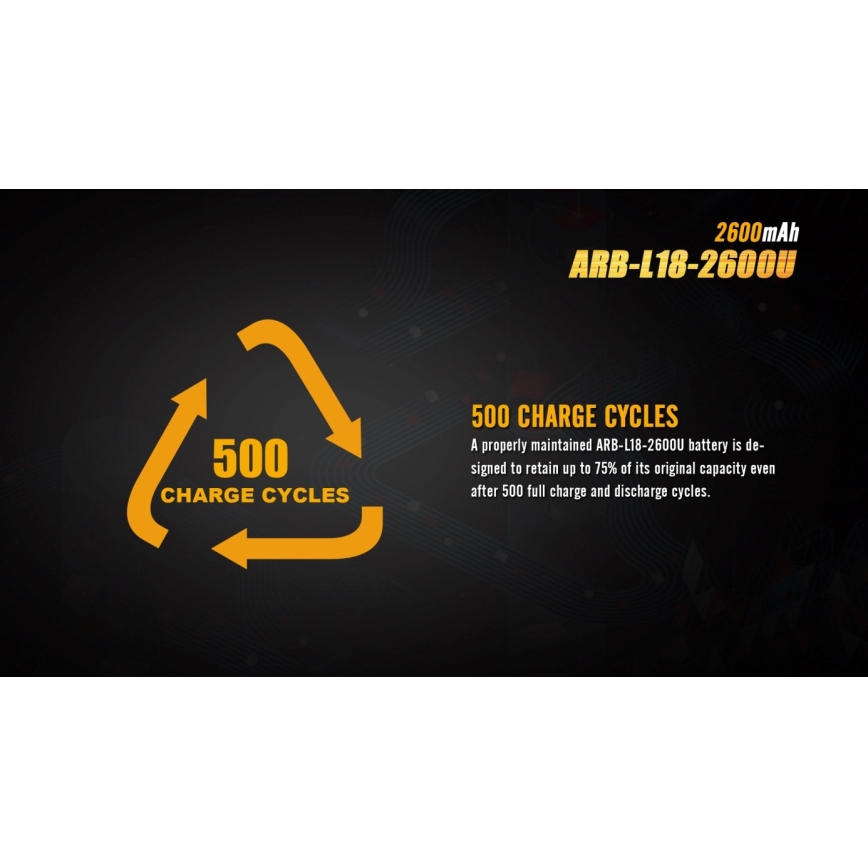 Fenix FE18650LI26USB - 1 stuk Oplaadbare accu USB/3,6V 2600 mAh