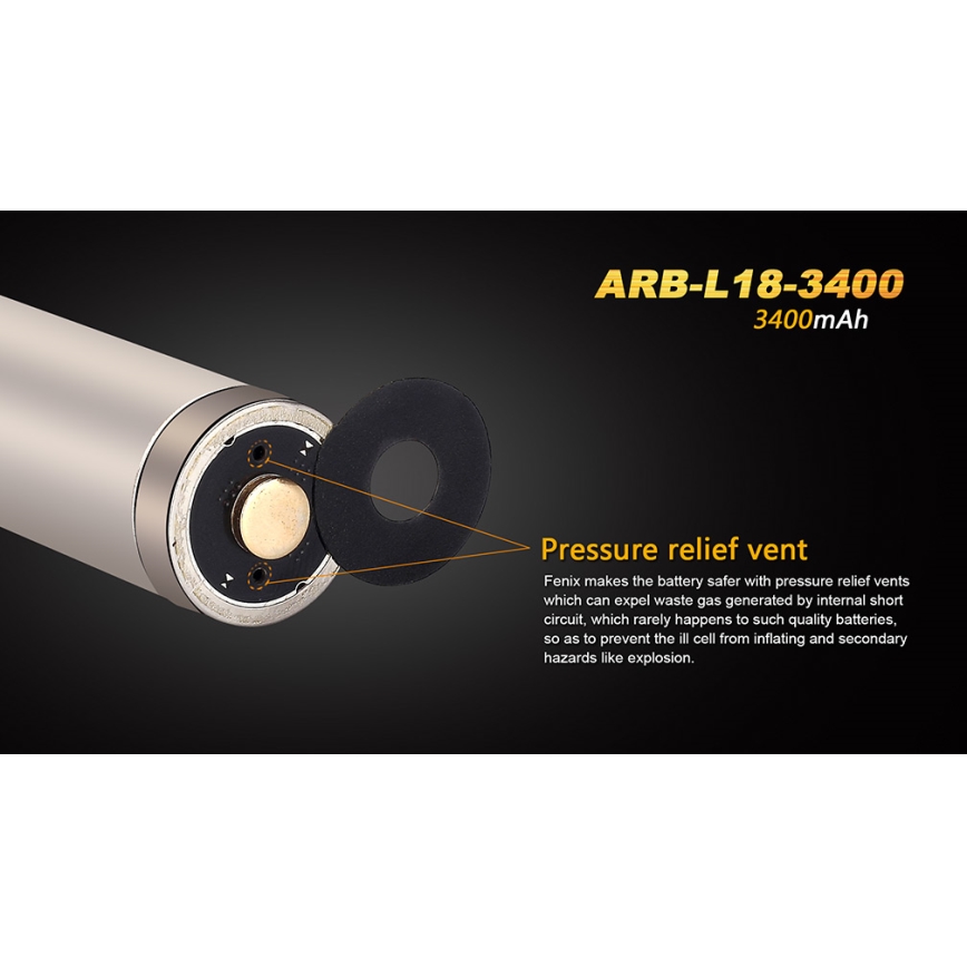 Fenix FE18650LI34 - 1 pièce Batterie rechargeable 18650/3,6V 3400 mAh