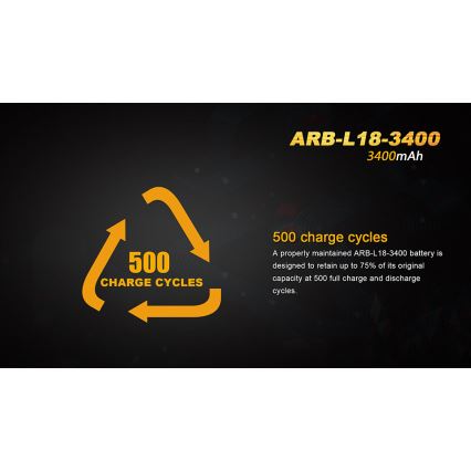 Fenix FE18650LI34 - 1 pièce Batterie rechargeable 18650/3,6V 3400 mAh