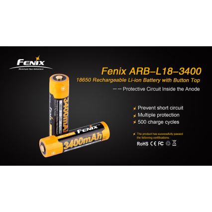 Fenix FE18650LI34 - 1 stuk oplaadbare accu 18650/3,6V 3400 mAh