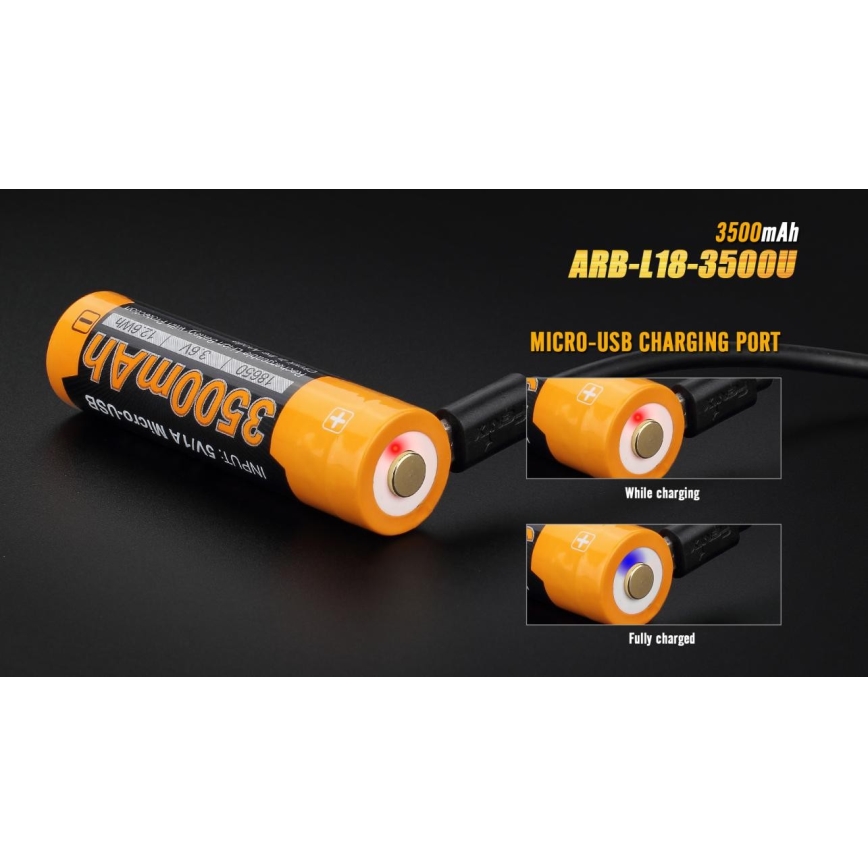 Fenix FE18650LI35USB - 1 pièce Batterie rechargeable USB/3,6 V 3500 mAh