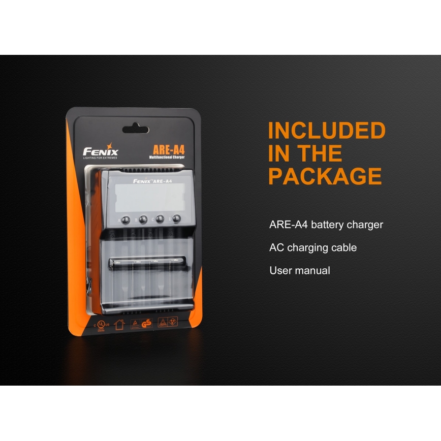 Fenix FENAREA4 - Acculader 4xLi-ion/AAA/AA/C 5V