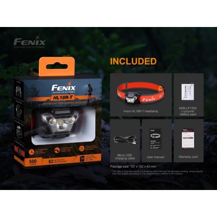 Fenix HL18RTRAIL - Lampe frontale LED rechargeable LED/3xAAA IP66 500 lm 300 hrs