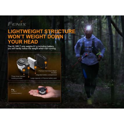 Fenix HL18RTRAIL - Oplaadbare LED Hoofdlamp LED/3xAAA IP66