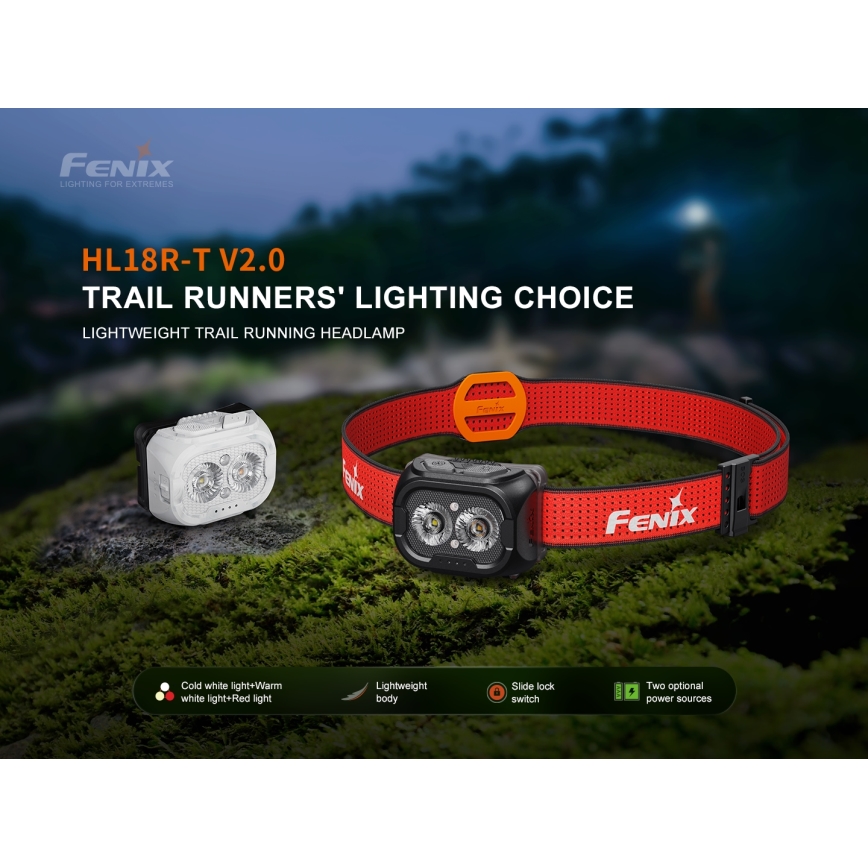 Fenix HL18RTV20BLC - Lampe frontale à intensité variable rechargeable LED/USB/3xAAA IP66 800 lm 160 h 1900 mAh noir/orange