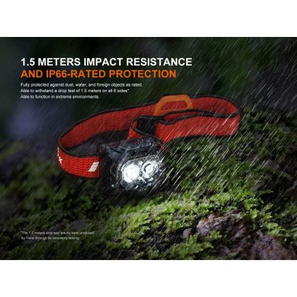 Fenix HL18RTV20BLC - Lampe frontale à intensité variable rechargeable LED/USB/3xAAA IP66 800 lm 160 h 1900 mAh noir/orange