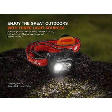Fenix HL18RTV20BLC - LED Dimbaar oplaadbaar hoofdlamp LED/USB/3xAAA IP66 800 lm 160 h 1900 mAh zwart/oranje