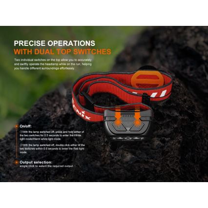 Fenix HL18RTV20BLC - LED Dimbaar oplaadbaar hoofdlamp LED/USB/3xAAA IP66 800 lm 160 h 1900 mAh zwart/oranje
