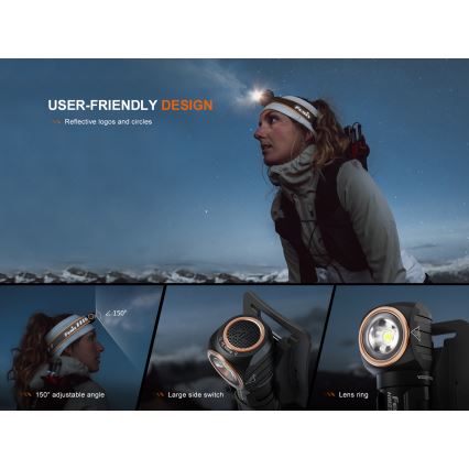Fenix HM23V20 - Lampe frontale à intensité variable LED/1xAA IP68 300 lm 100 h