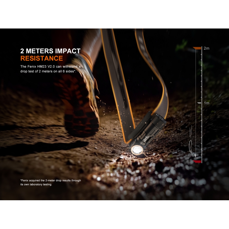 Fenix HM23V20 - Lampe frontale à intensité variable LED/1xAA IP68 300 lm 100 h