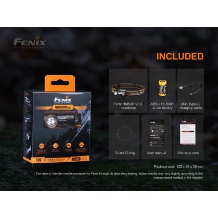 Fenix HM50RV20 - Lampe frontale rechargeable 3xLED/USB/1xCR123A IP68 700 brillant 120 h 700 mAh