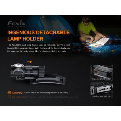 Fenix HM51RV20 - Oplaadbare LED-hoofdlamp 3xLED/1xCR123A/USB IP68 700 lm 120 u 700 m