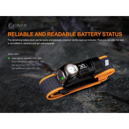 Fenix HM51RV30 - lampe frontale rechargeable à intensité variable LED/USB/1xCR123A 950 mAh IP68 860 lm 125 h orange