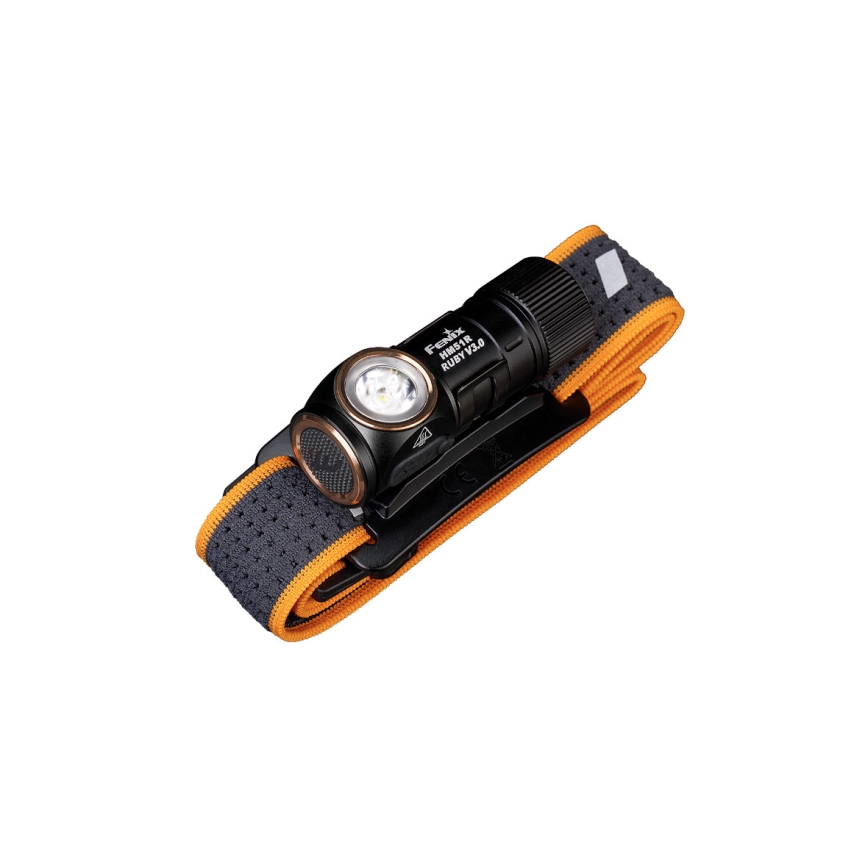 Fenix HM51RV30 - dimbare oplaadbare LED-hoofdlamp LED/USB/1xCR123A 950 mAh IP68 860 lm 125 h oranje