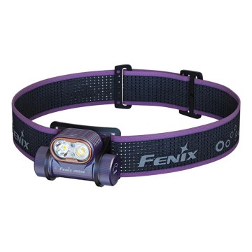 Fenix HM55RPRP - Lampe frontale rechargeable à intensité réglable LED/USB/1xCR123A 1600 mAh IP68 1200 lm 141,2 h violet/noir