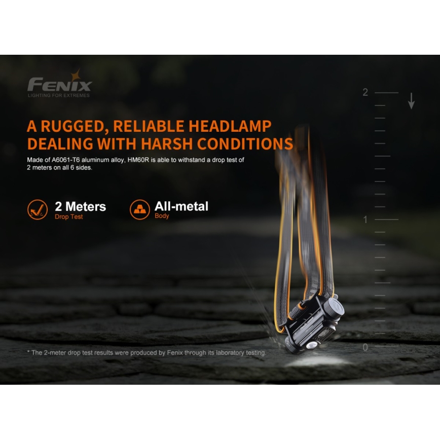 Fenix HM60R - Lampe frontale à intensité variable rechargeable 4xLED/USB/2xCR123A IP68 1300 brillant 300 h 3400 mAh