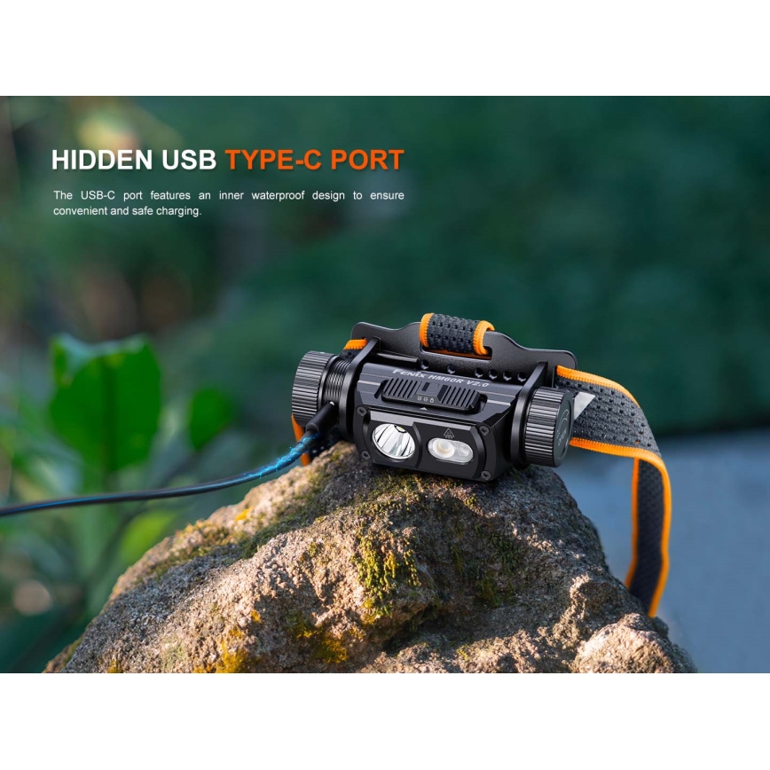 Fenix HM60RV20 - LED-dimbare oplaadbare hoofdlamp LED/USB 4000 mAh IP68 1600 lm 292 h oranje