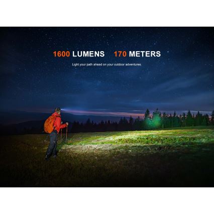 Fenix HM60RV20 - Lampe frontale LED rechargeable à intensité réglable LED/USB 4000 mAh IP68 1600 lm 292 h orange
