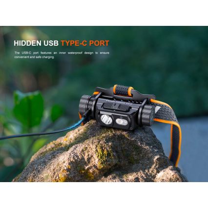 Fenix HM60RV20 - Lampe frontale LED rechargeable à intensité réglable LED/USB 4000 mAh IP68 1600 lm 292 h orange