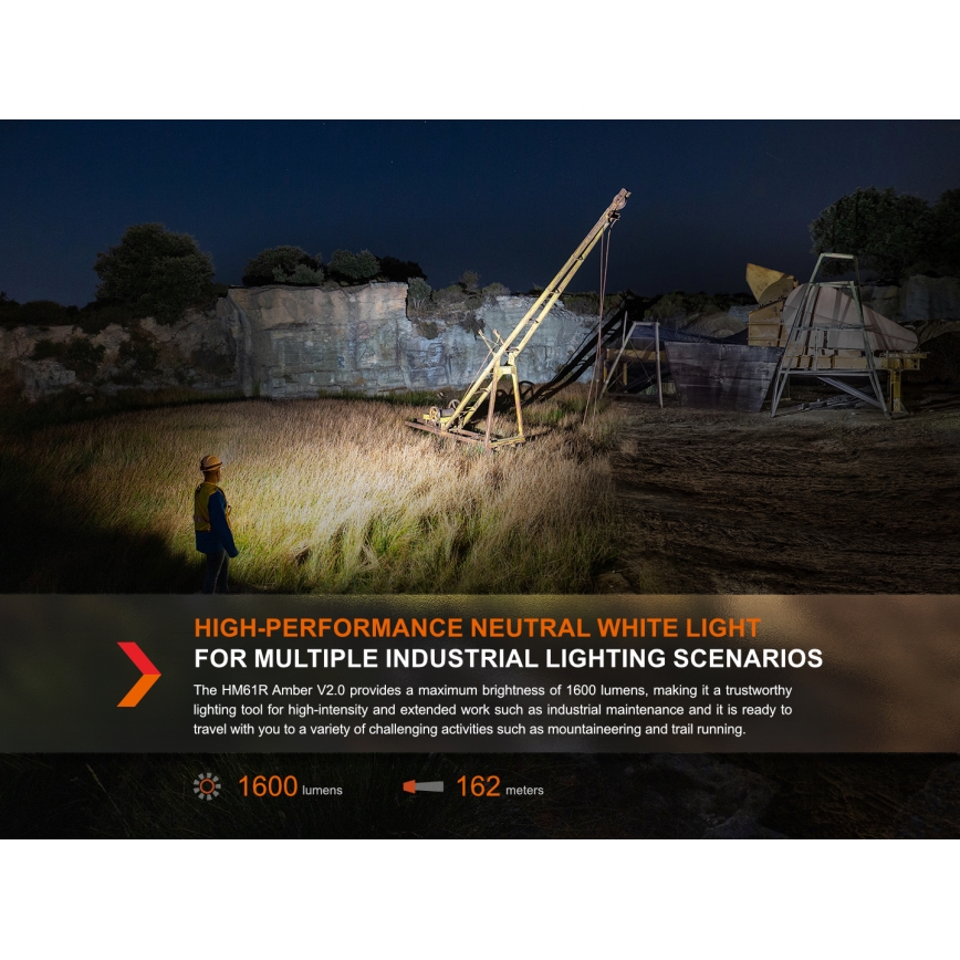 Fenix HM61RV20 - Lampe frontale rechargeable LED/USB/2xCR123A IP68 1600 lm 300 h 3400 mAh