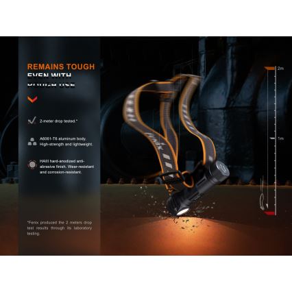 Fenix HM61RV20 - Lampe frontale rechargeable LED/USB/2xCR123A IP68 1600 lm 300 h 3400 mAh