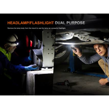 Fenix HM61RV30 - Dimbare oplaadbare LED-hoofdlamp LED/USB/1xCR123A 4000 mAh IP68 1800 lm 400 h zwart