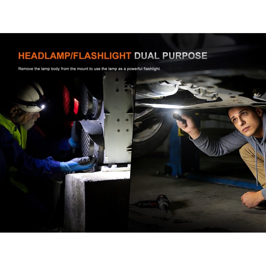 Fenix HM61RV30 - Dimbare oplaadbare LED-hoofdlamp LED/USB/1xCR123A 4000 mAh IP68 1800 lm 400 h zwart