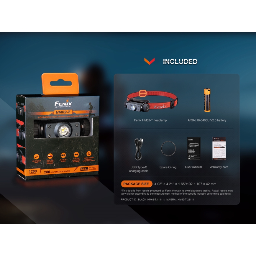 Fenix HM62TMGM - LED Dimbaar oplaadbaar hoofdlamp LED/USB IP68 1200 glanzend 280 h 3400 mAh
