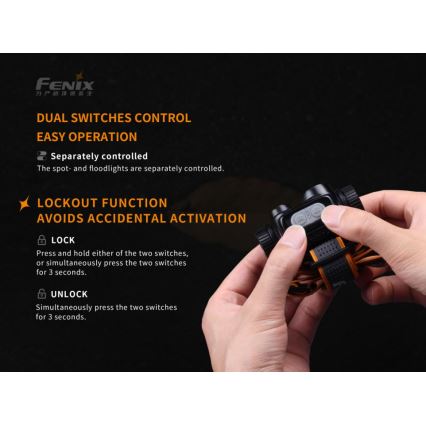 Fenix HM65R - Lampe frontale rechargeable 2xLED/USB/2xCR123A IP68 1400 brillant 300 h 3400 mAh