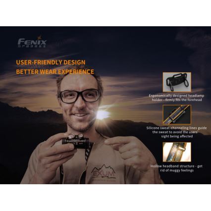 Fenix HM65R - LED Oplaadbare hoofdlamp 2xLED/USB/2xCR123A IP68 1400 glanzend 300 h 3400 mAh