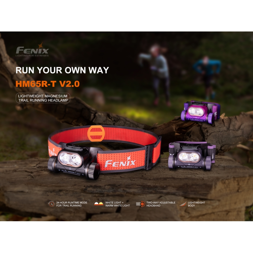 Fenix HM65RTV20BLC- LED Dimbaar oplaadbaar hoofdlamp LED/USB/2xCR123A IP68 3400 mAh zwart/oranje