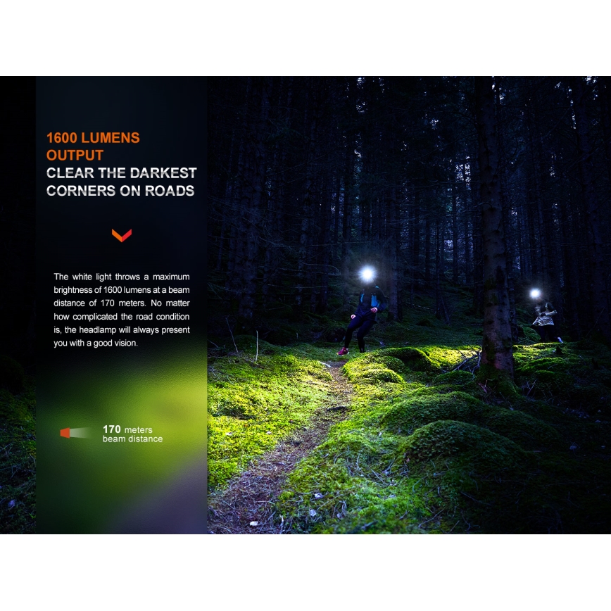 Fenix HM65RTV20BLC- LED Dimbaar oplaadbaar hoofdlamp LED/USB/2xCR123A IP68 3400 mAh zwart/oranje
