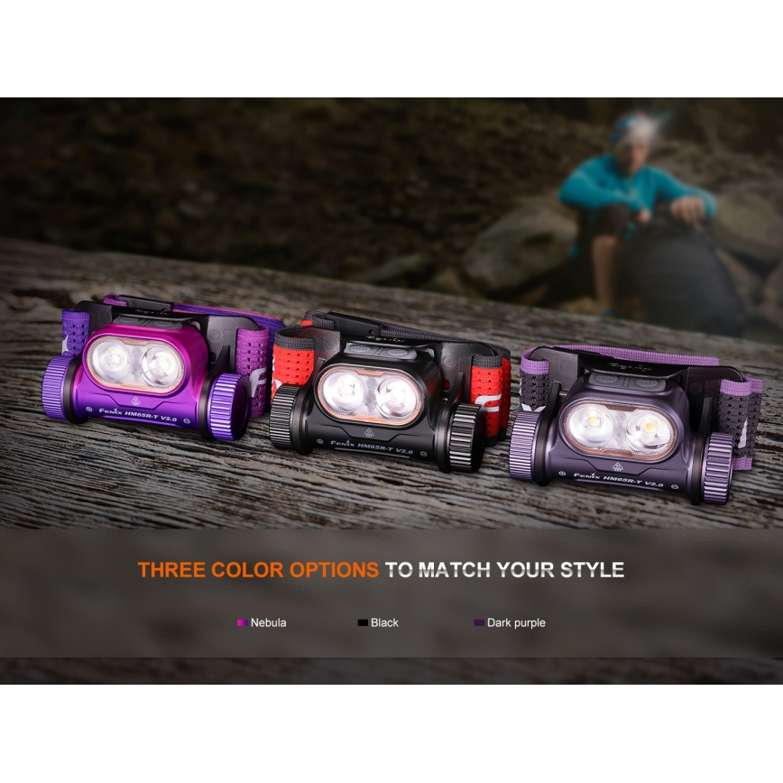 Fenix HM65RTV20BLC- LED Dimbaar oplaadbaar hoofdlamp LED/USB/2xCR123A IP68 3400 mAh zwart/oranje