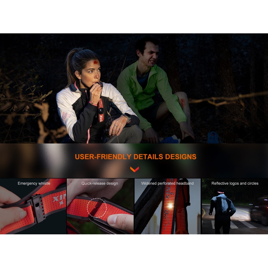 Fenix HM65RTV20BLC- LED Dimbaar oplaadbaar hoofdlamp LED/USB/2xCR123A IP68 3400 mAh zwart/oranje