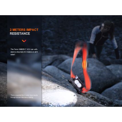 Fenix HM65RTV20BLC- LED Dimbaar oplaadbaar hoofdlamp LED/USB/2xCR123A IP68 3400 mAh zwart/oranje