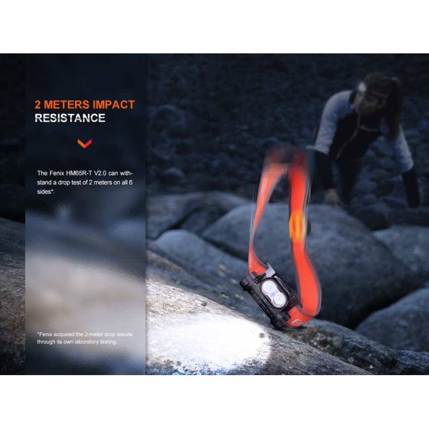 Fenix HM65RTV20BLC- LED Dimbaar oplaadbaar hoofdlamp LED/USB/2xCR123A IP68 3400 mAh zwart/oranje