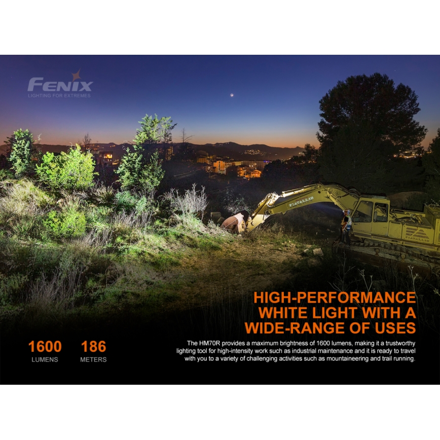Fenix HM70R - LED Oplaadbare hoofdlamp 4xLED/1x21700 IP68 1600 glanzend 800 h 5000 mAh