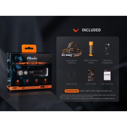 Fenix HM71R - Lampe frontale rechargeable LED/USB IP68 2700 brillant 400 h 5000 mAh