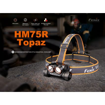 Fenix HM75RTOPAZ - LED Dimbaar oplaadbaar hoofdlamp LED/USB IP68 1600 glanzend 210 h 4000 mAh