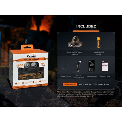 Fenix HM75RTOPAZ - LED Dimbaar oplaadbaar hoofdlamp LED/USB IP68 1600 glanzend 210 h 4000 mAh