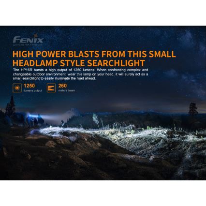 Fenix HP16R1250 - Lampe frontale rechargeable 3xLED/USB 4xAA IP66 1250 lm 600 h 3000 mAh