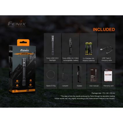 Fenix LD22V20 - Oplaadbare LED Zaklamp LED/USB IP66 800 lm 220 uur