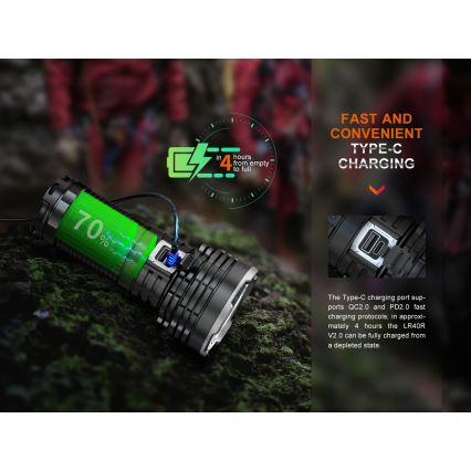 Fenix LR40RV20 - Lampe torche rechargeable LED/USB IP68 15000 brillant 177 h 5000 mAh